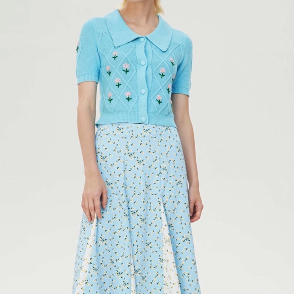 Cider Floral Button Up Knit Cardigan Sweater Size Medium - Picture 4 of 5